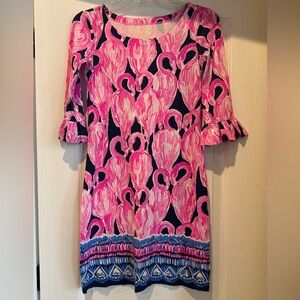 EUC Lilly Pulitzer Pink and Blue Flamingo Dress